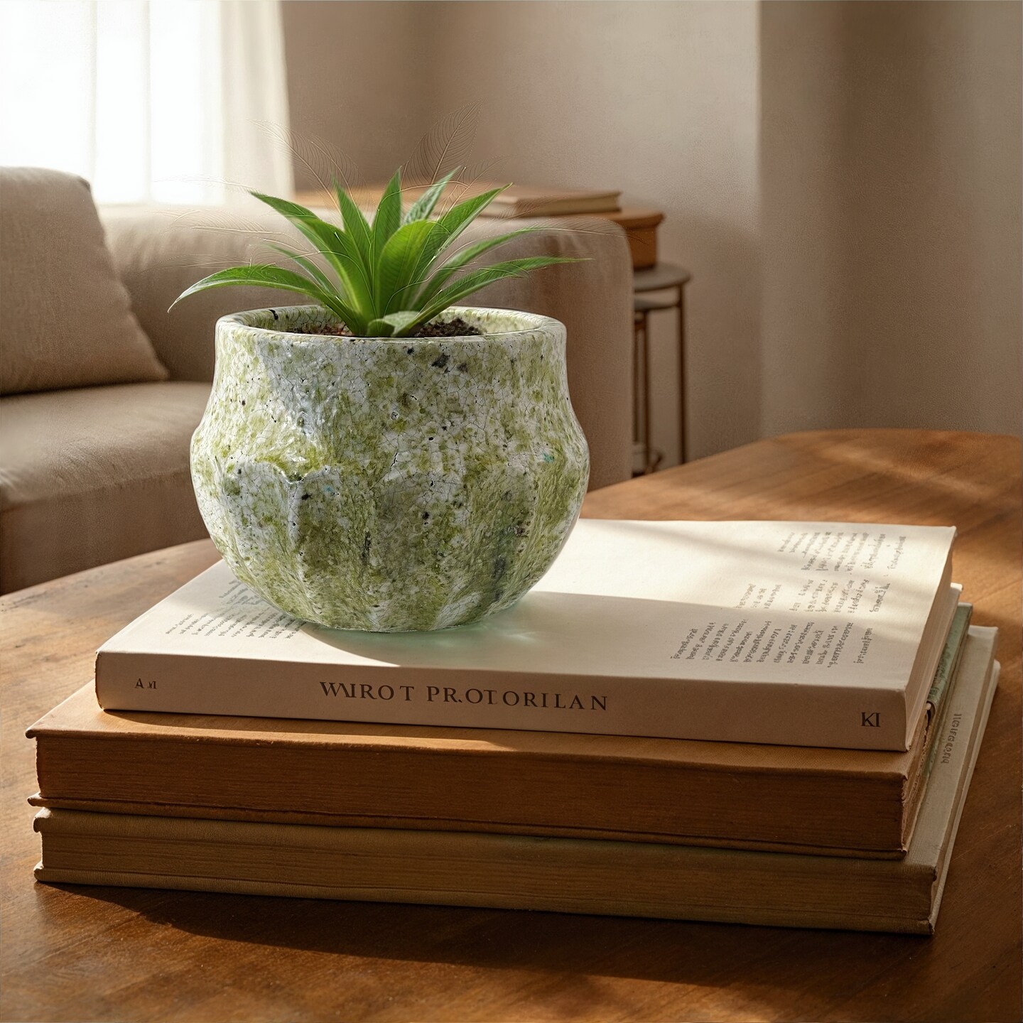 Hello Honey Terra-cotta Planter with Crackle Glaze and Terrazzo Finish
