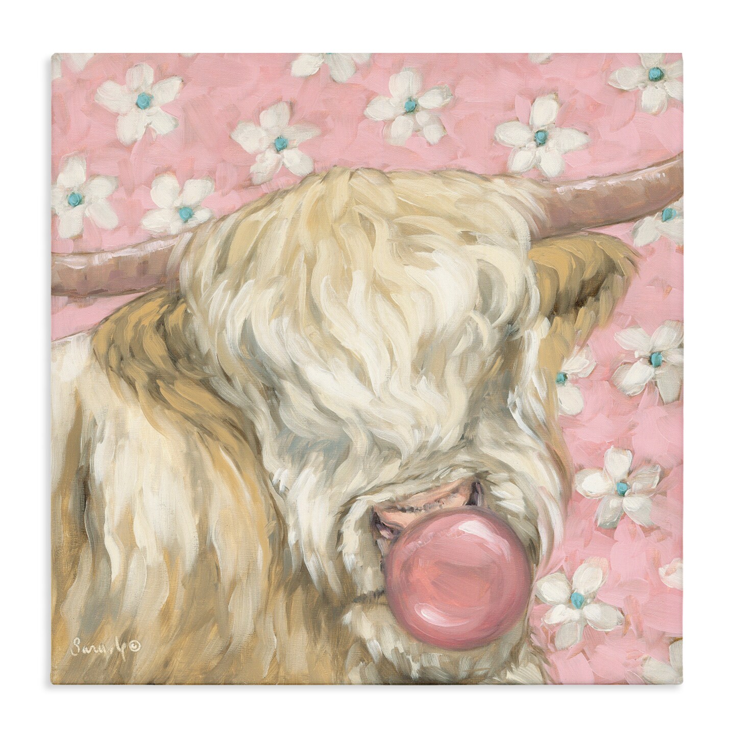 Stupell Industries Bubblegum Cutie Cattle Canvas, design by Sara G. Designs