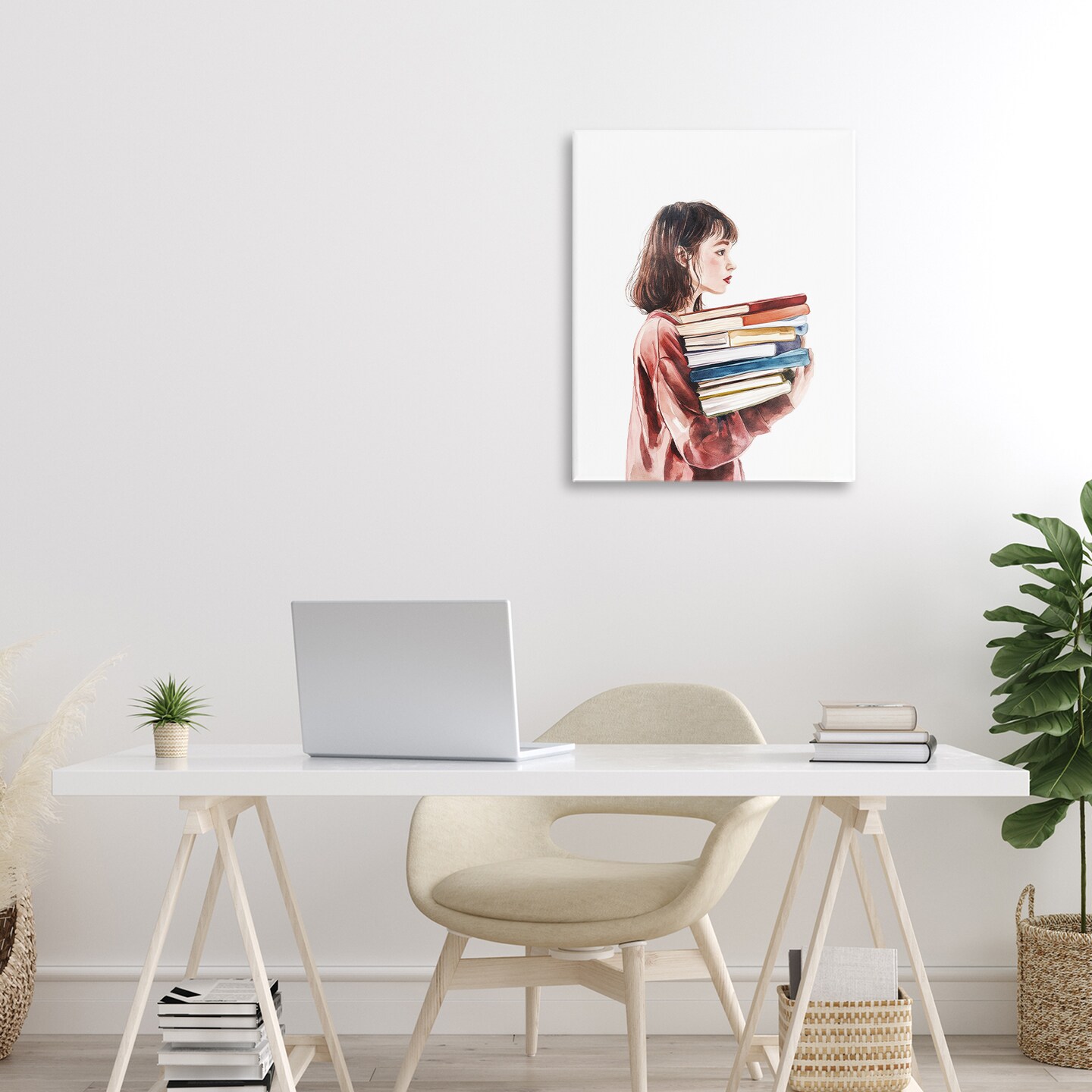 Stupell Industries The Book Bearer Girl Canvas, design by Svetlana Aleynikova