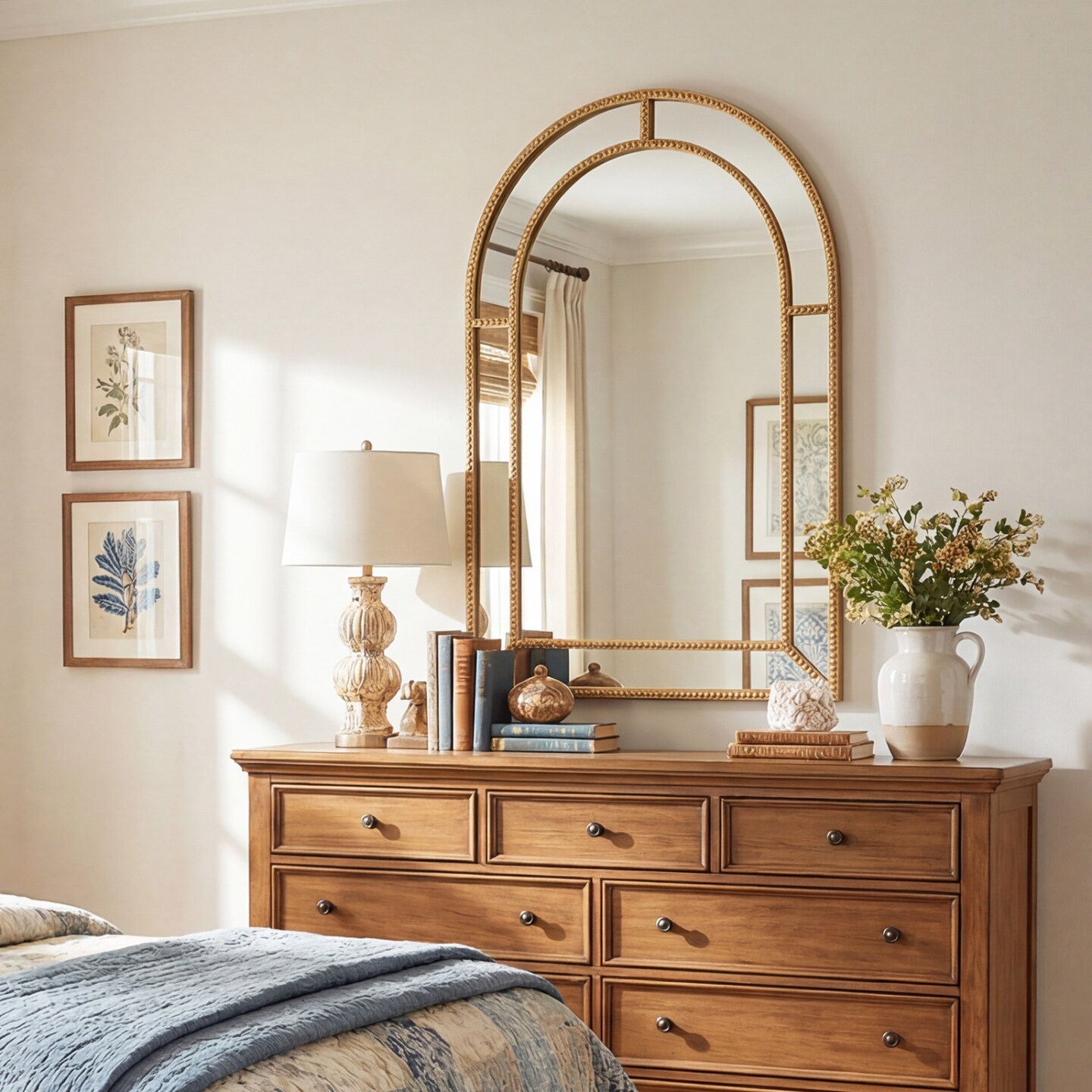 Decorative Gold Metal Frame Wall Mirror 36x24 Inch HD Reflection Mirror for Bedroom Living Room Hallway Entryway Wall Decor Accent Piece