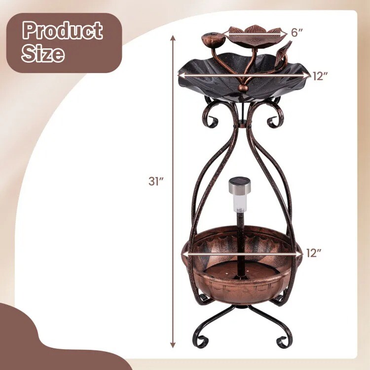 Solar Outdoor Bird Bath &#x26; Feeder Combo with Flower Planter