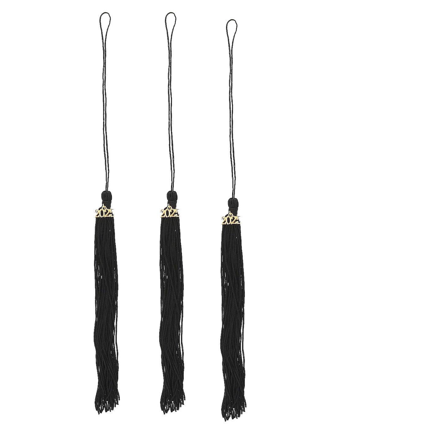 8" Black 2025 Polyester Graduate Mortarboard Tassels 12 Pieces