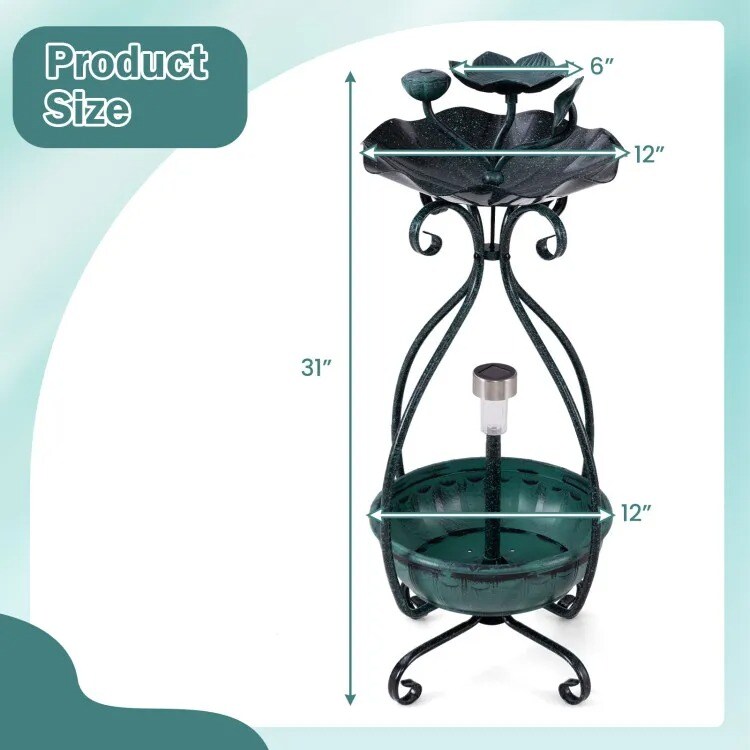 Solar Outdoor Bird Bath &#x26; Feeder Combo with Flower Planter