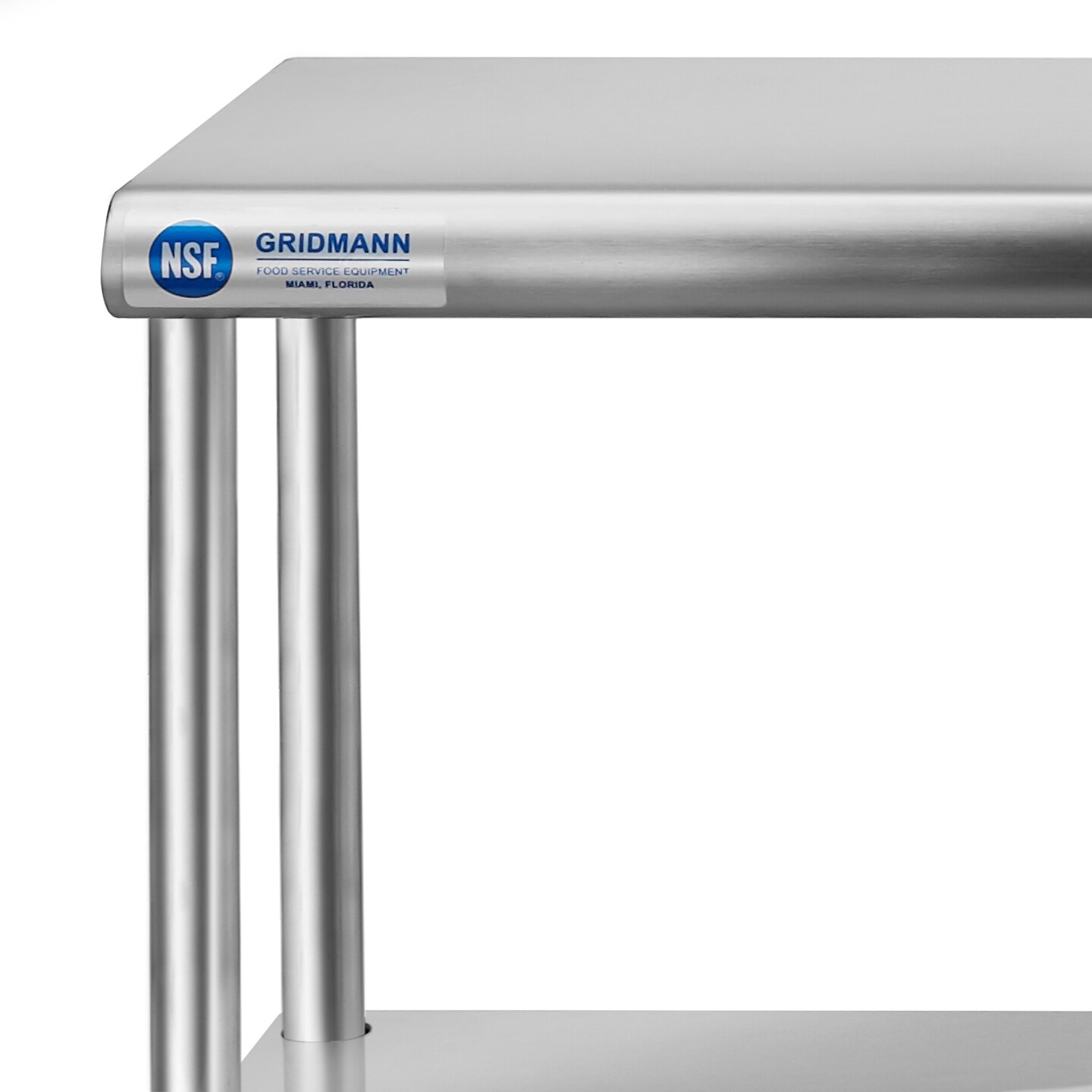 GRIDMANN NSF Stainless Steel Commercial 2 Tier Double Overshelves for Kitchen Prep & Work Table