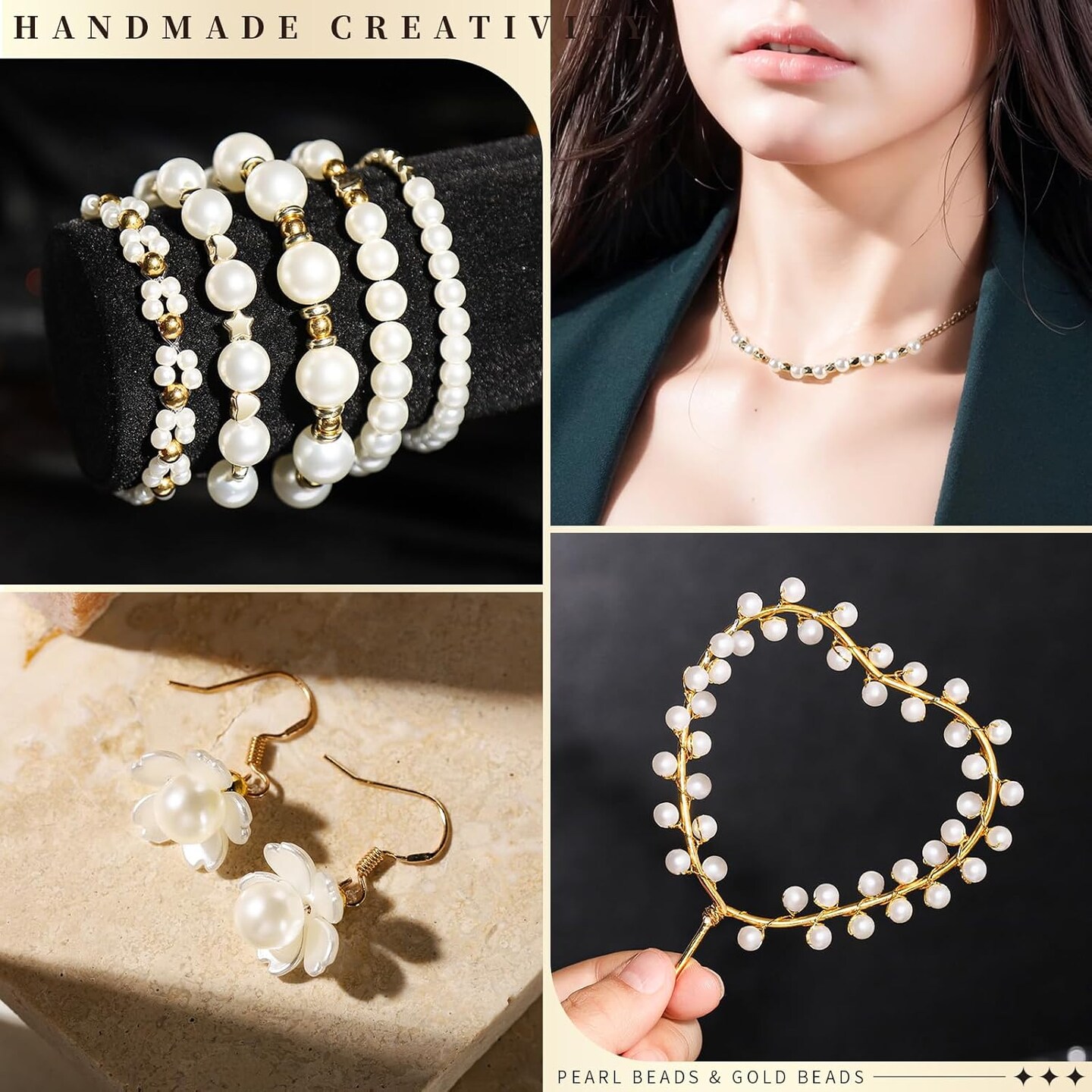 Pearl Beads for Bracelets, 720PCS Bracelet Making Kit for Adult, Friendship Bracelet Kits, Bracelet Bead Kits, Small Pearl Beads and Gold Beads Beading Kit for Bracelets