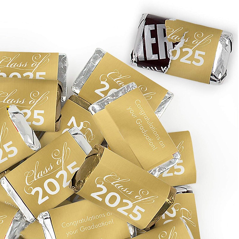Gold Graduation Candy Party Favors Class of 2025 Hershey’s Miniatures Chocolate 76 Pcs