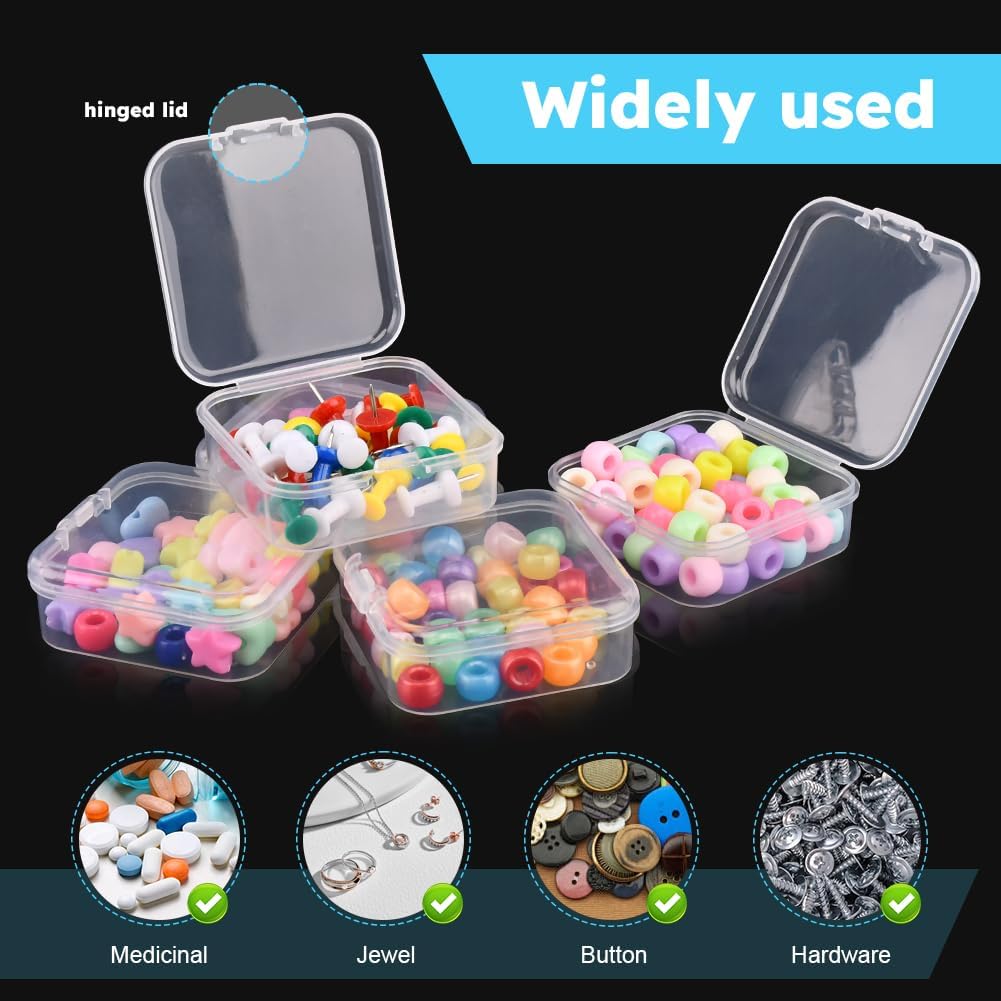 Bead Organizer Box, 30Pcs Small Clear Bead Plastic Storage Containers Portable Art Storage Case Mini Bead Organizers Jewelry Beads Storage Box Set for Bracelet Making DIY Jewelry Craft Nail