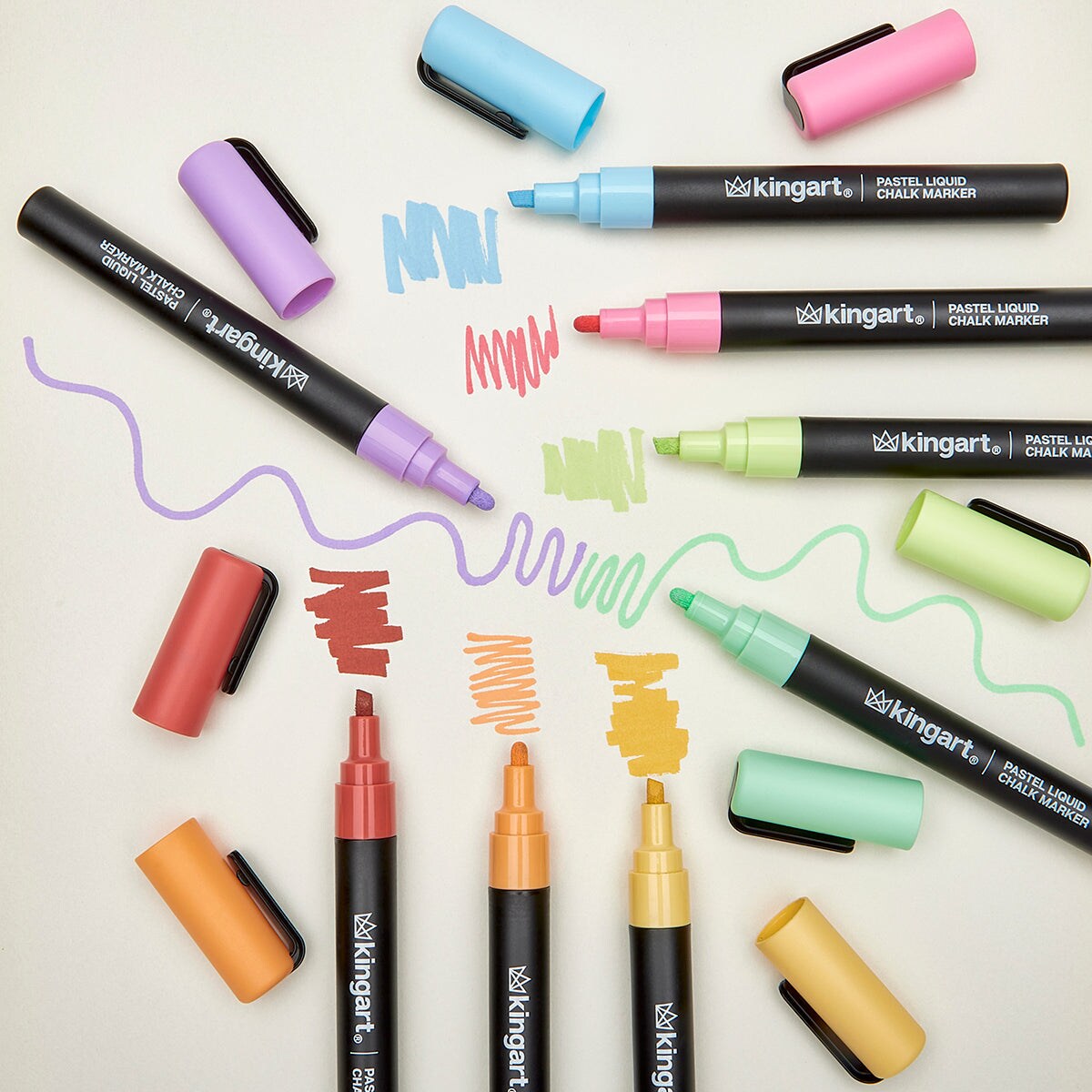 KINGART&#xAE; Liquid Chalk Markers, Pastel Colors, Round &#x26; Chisel Tip, Set of 8