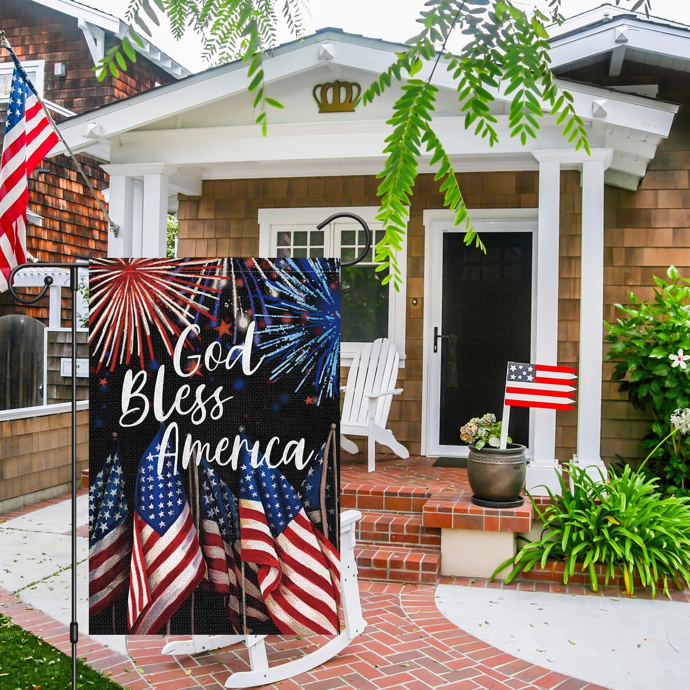 4th of July Garden Flag – 12x18 Inch Double-Sided Small Burlap Flag with Patriotic Fireworks Design for Memorial Day, Independence Day, and Outdoor Yard Decor