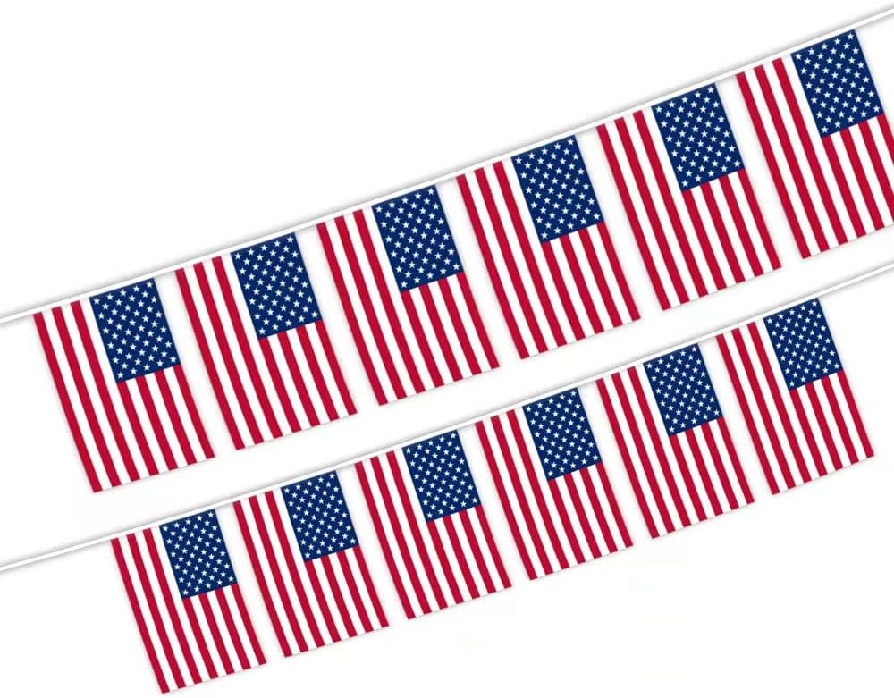 USA Flags America US Small String Pennant Banner Hanging Flags Decorations