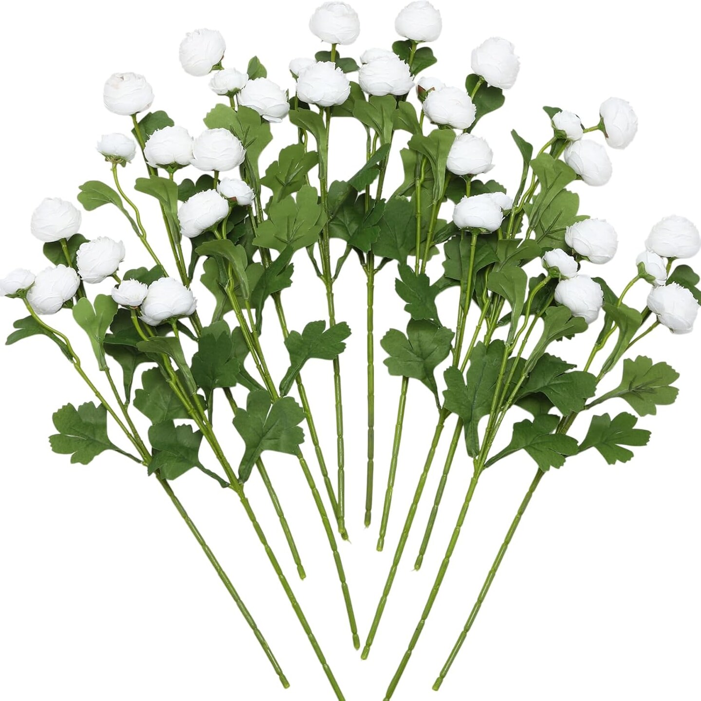 36 Heads 16.5 &#x27;&#x27; Ranunculus Artificial Flowers Faux Silk Mini Ranunculus Flowers Bulk Wedding Filler Flowers for Centerpieces Arrangements Bridal Shower Decor(White)