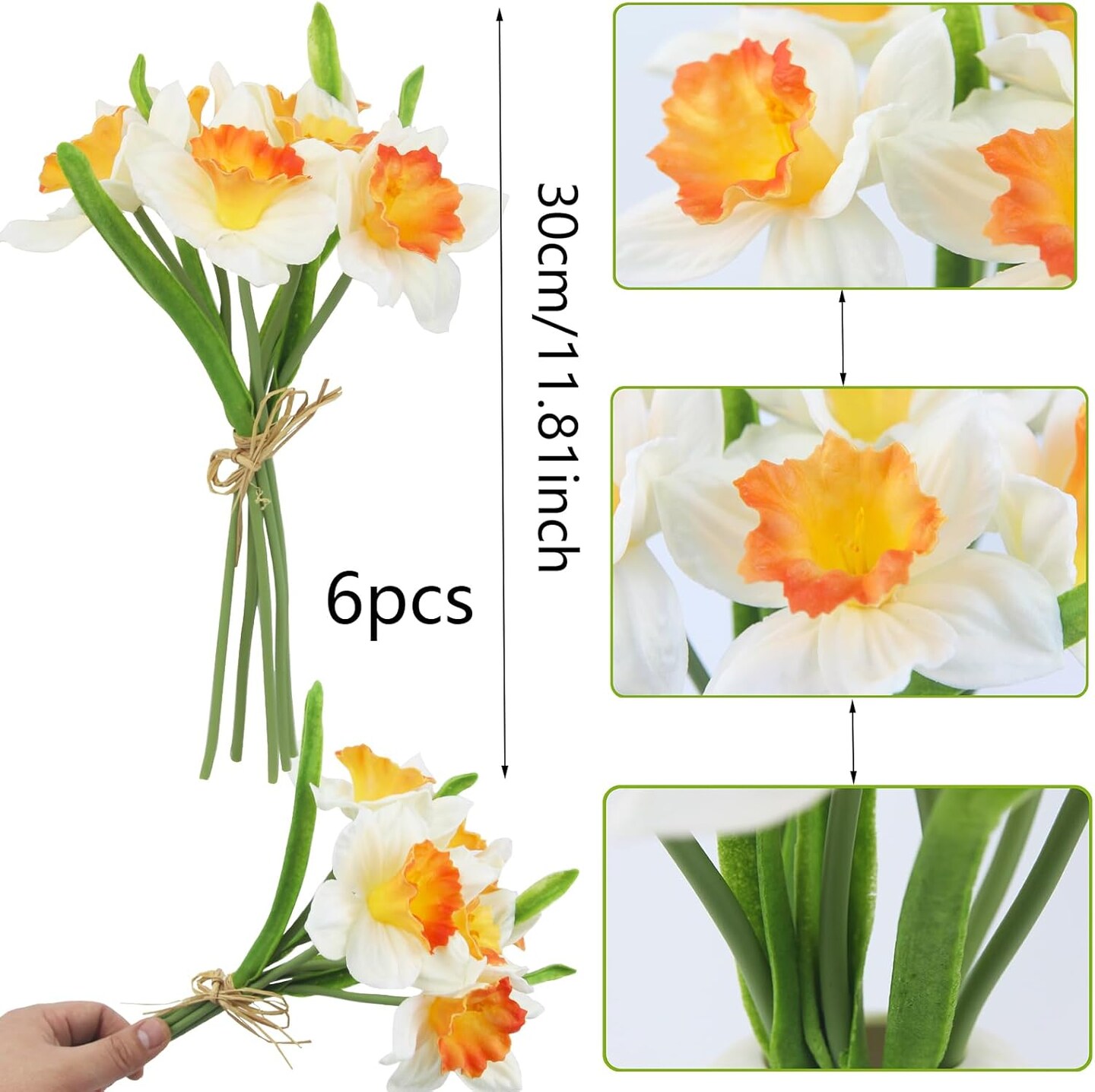 6-Piece Artificial Daffodil Set – Silk Yellow Narcissus Flowers for Spring, Home, Wedding, and Indoor/Outdoor Decor