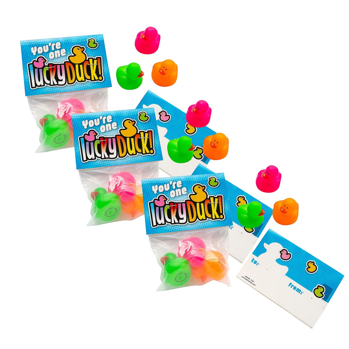 5 1/2&#x22; Mini Neon Ducks Lucky Duck Exchange Packs 12 Pieces