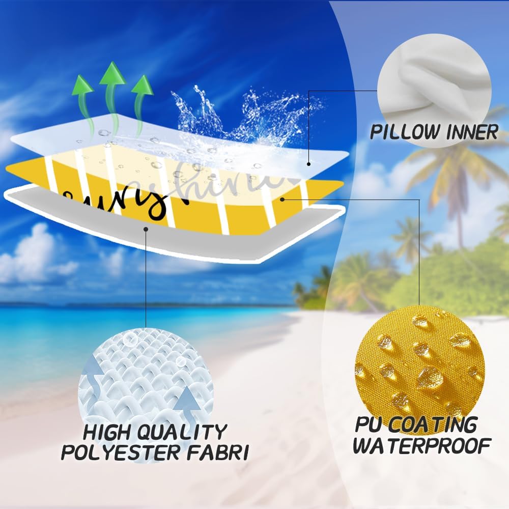 Outdoor Pillow Covers 18x18 Inch Set of 2 Hello Sunshine Decor Yellow Waterproof Throw Pillow Covers Summer Outdoor Waterproof Pillow Covers Decor