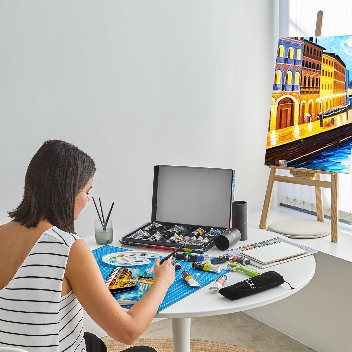 Oil Paint Set, 24 Oil Paint Tubes 0.4oz, Artist Paint Set for Adults, Oil Based Paint for Canvas, Mini Oil Painting Set, Professional Paint Set