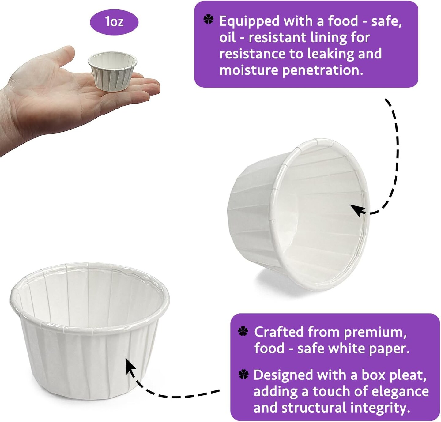 200 pcs Ketchup Cups Small Paper Cups 1 oz, Leak-Proof Food Safe Disposable Condiment Cups Paper Souffle Cups Sample Cups Medicine Cups (Pack of 200)