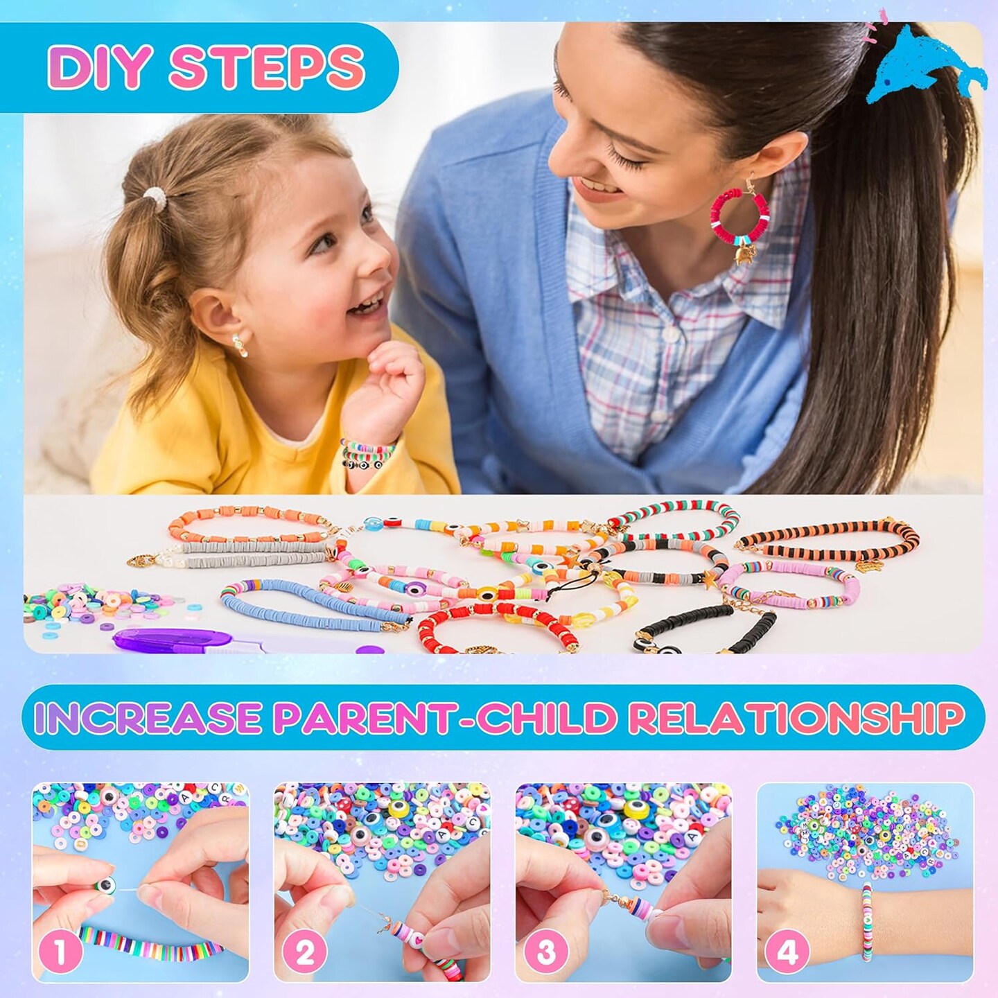5800 PCS Clay Beads Bracelet Making Kit, 24 Colors Flat Preppy for Friendship Jewelry Making, Polymer Heishi with Charms DIY Arts and Crafts Birthday Gifts Toys Teen Girls Age 6+
