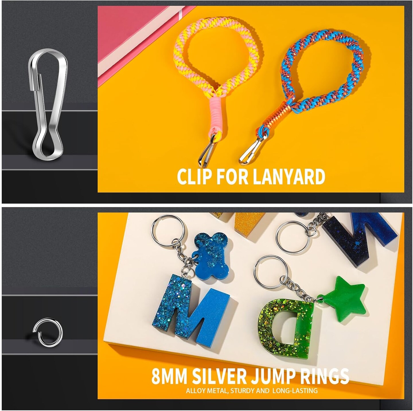 145PCS Key Chain Rings and Lobster Claw Clasps, Keychain Accessories, Bulk Lanyard Clips for Crafts