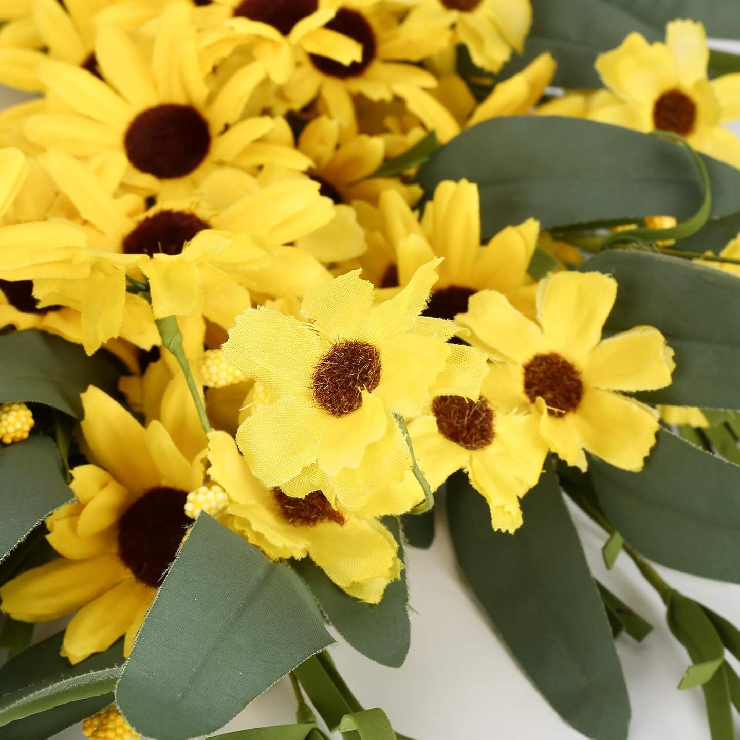 Yellow Spring Wreath 22 Inch Summer Wreath with Sunflower and Daisy Flower Wreaths for Front Door Window Wall Decoration and Indoor Outdoor Decor