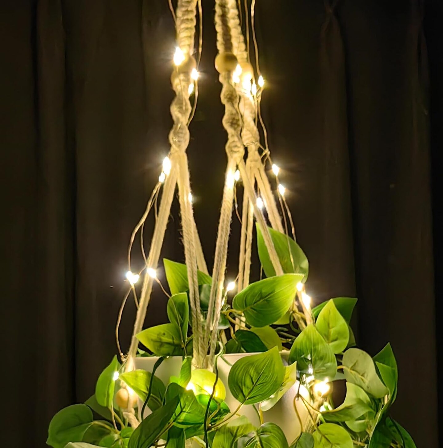 Macrame Plant Hanger with Fake Vines Faux Hanging Planter for Wall Ceiling Bedroom Bathroom Kitchen Office Boho Decor Indoor