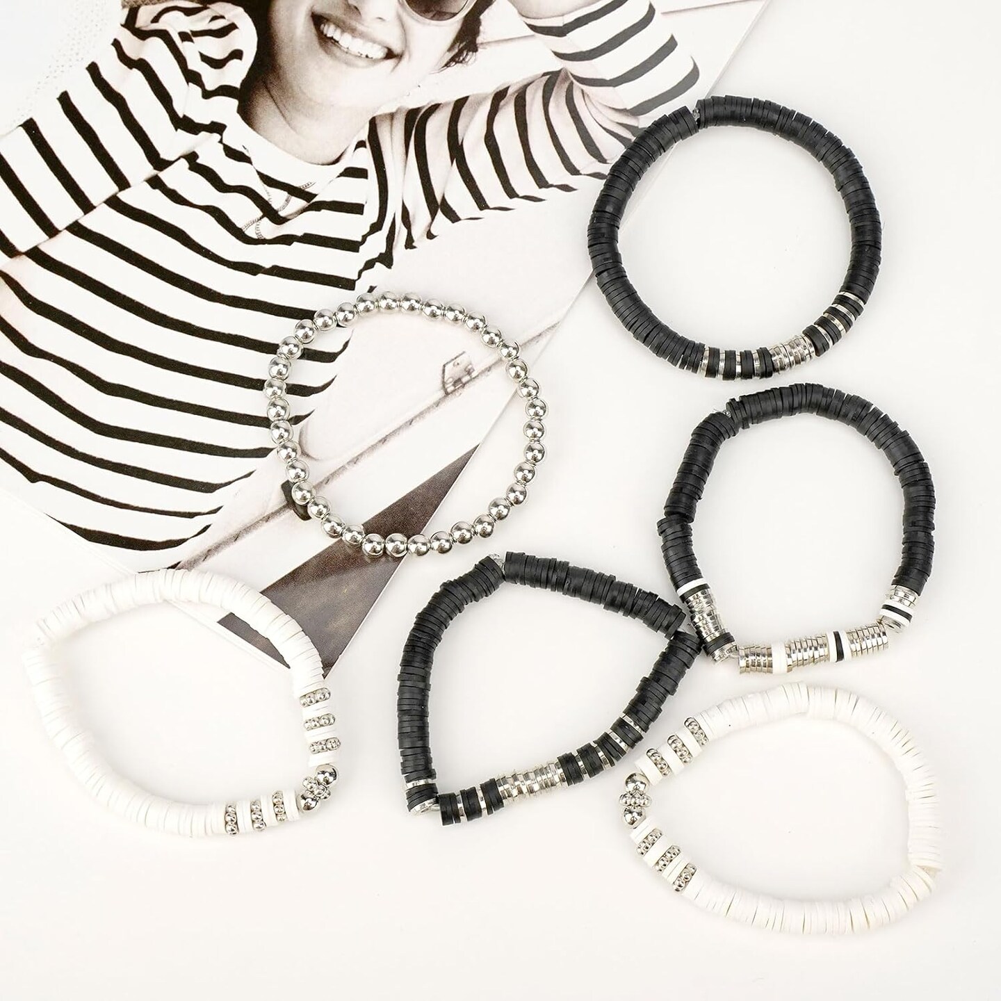 Clay Beads Bracelets for Women, Bracelet Making kit Golden Beads for Jewelry Making