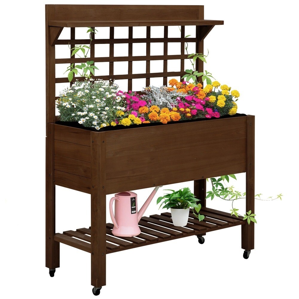 Wooden Elevated Raised Garden Bed Planter Box