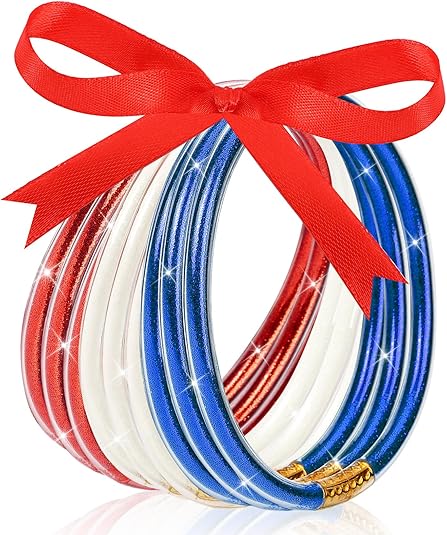 9Pcs Bracelet Glitter Jelly Bracelets Silicone Jelly Bangles Bracelet Set for Party Favors Gifts