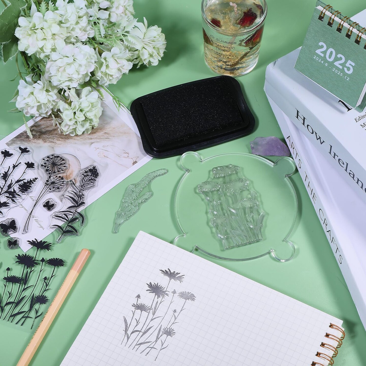 Plant Silhouette Silicone Clear Stamp Flowers Leaves Transparent Silicone Stamps Daisy Lavender Wildflower Transparent Stamp