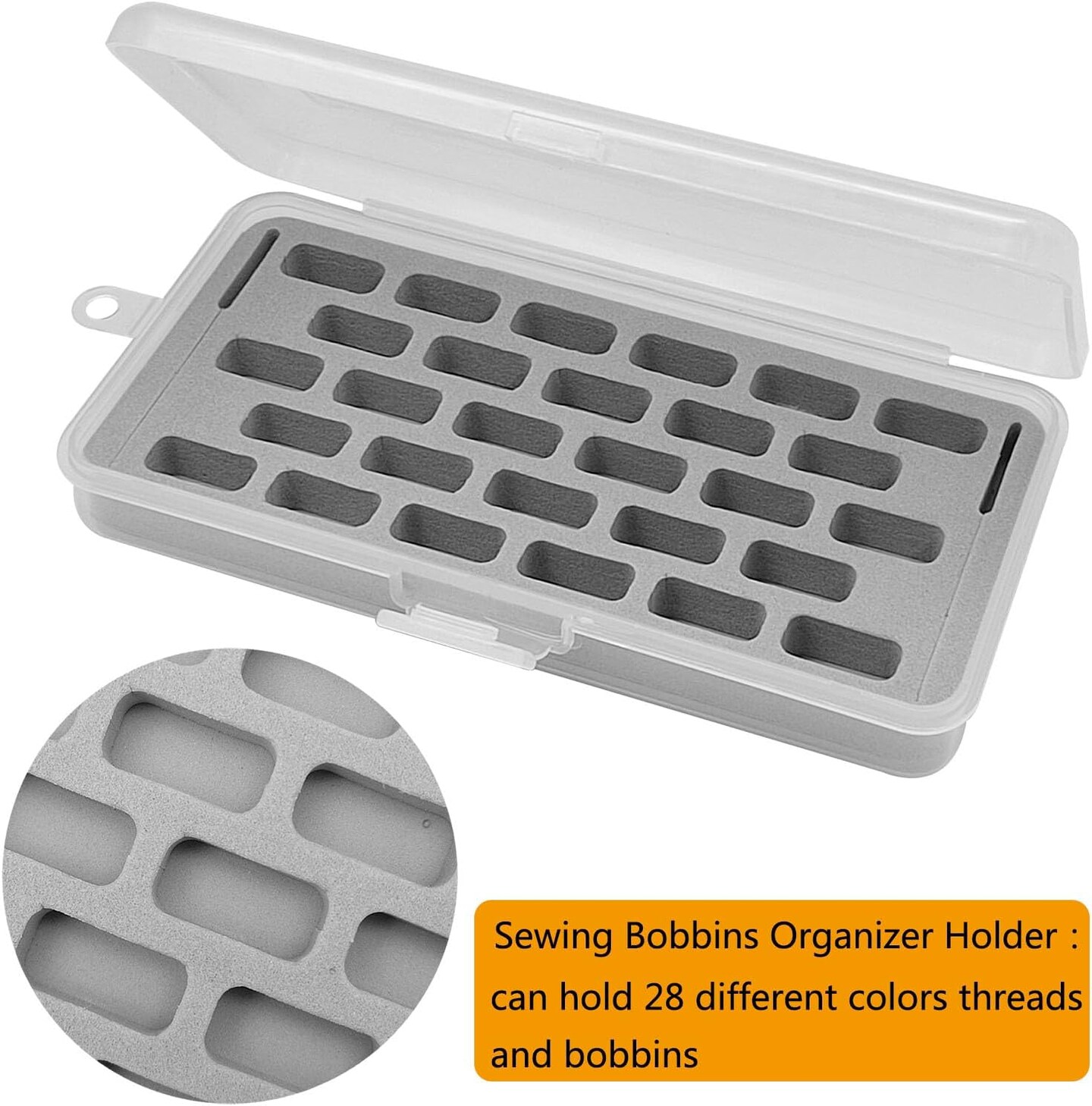 2 Plastic Bobbin Storage Boxes - Sewing Craft Plastic Case Storage Box (Grey)