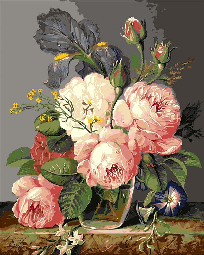 Paint by Numbers Kit for Adults – DIY Flowers Canvas Painting, Oil Painting Art for Home Decor, Frameless, 16x20 Inch (Mouthwatering Flowers)