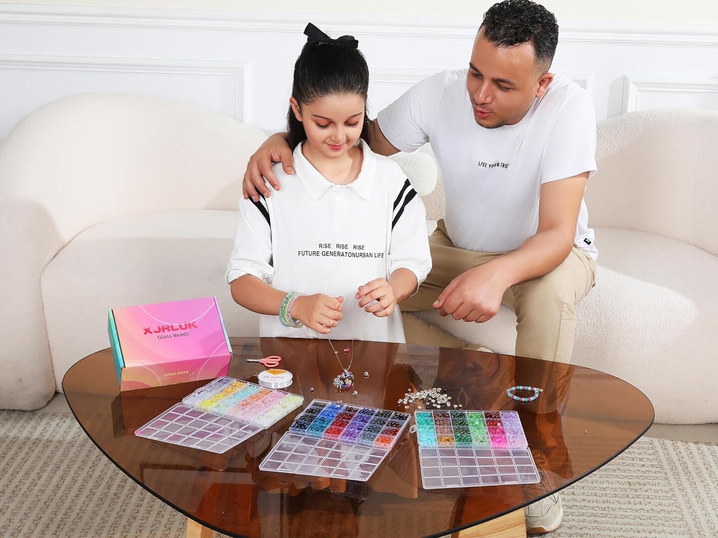 Glass Beads Bracelet Making Kit, 3000 pcs 72 Colors 6 mm Crystal Glass Beads for Jewelry Making, Glass Beads Kits