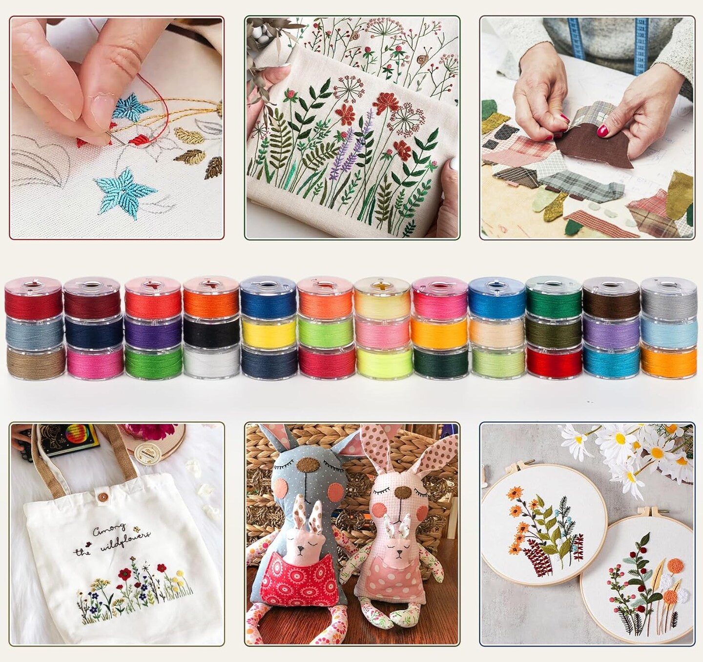 36-Color Bobbin Thread Set with Storage Case – Prewound Class 15 Bobbins Compatible with Singer, Brother, Janome, and Embroidery Machines