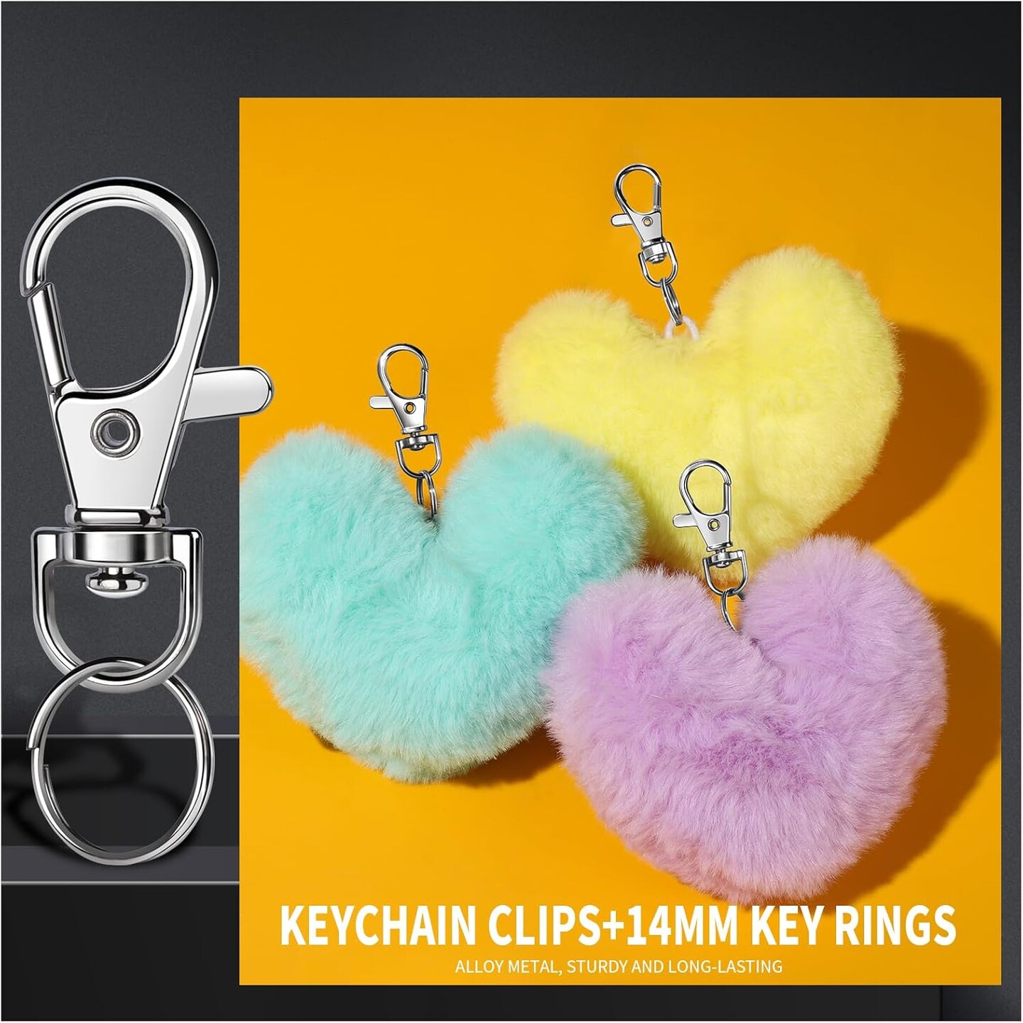 145PCS Key Chain Rings and Lobster Claw Clasps, Keychain Accessories, Bulk Lanyard Clips for Crafts