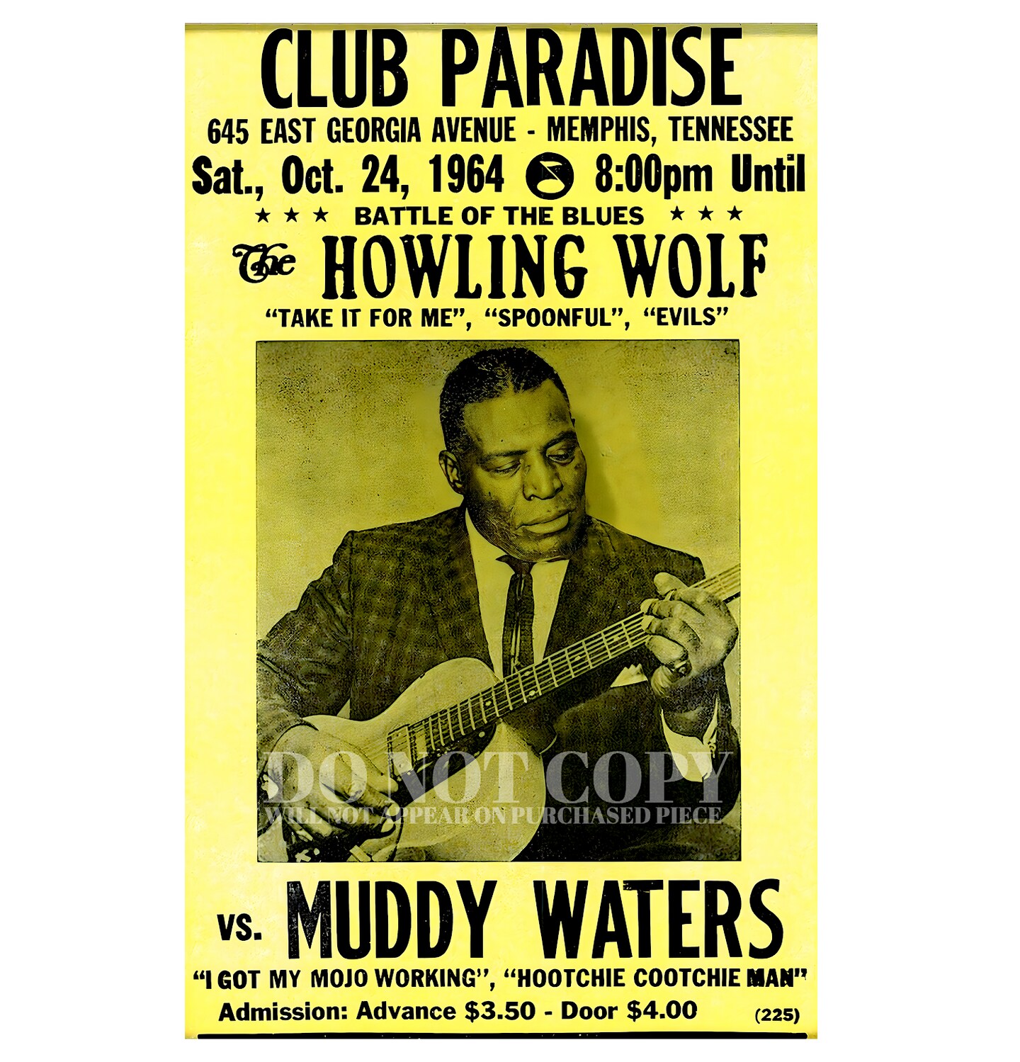 Howlin' Wolf Concert Poster 11 X 17 | 1964 The Howling Wolf VS