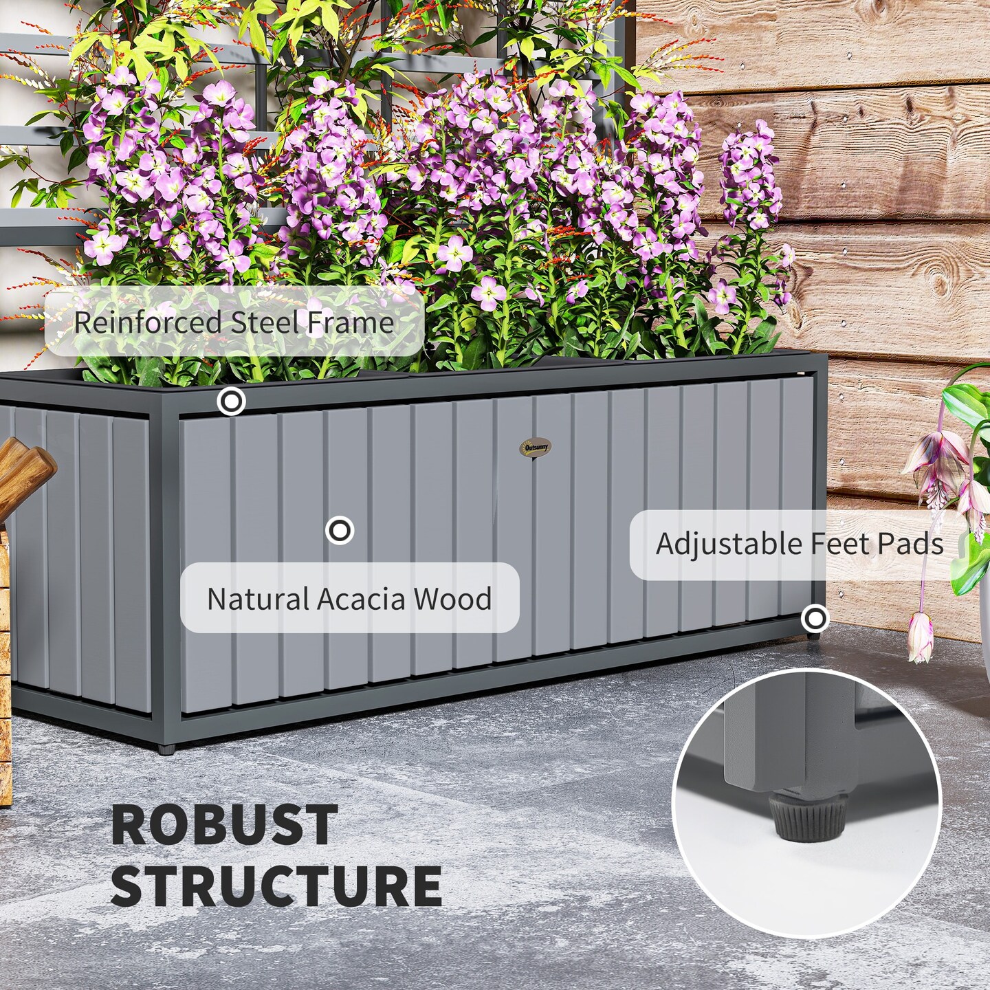 Raised Garden Bed with Trellis &#x26; Removable Pots