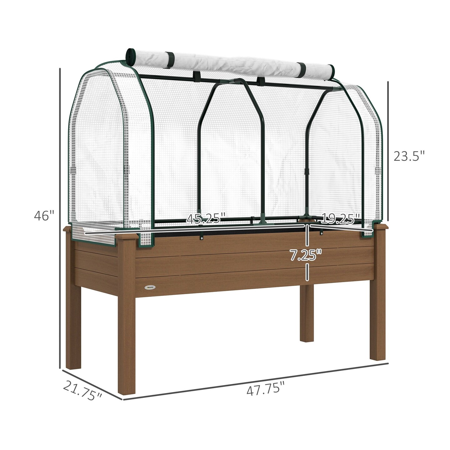 Outdoor Wooden Raised Garden Bed with PE Greenhouse Cover