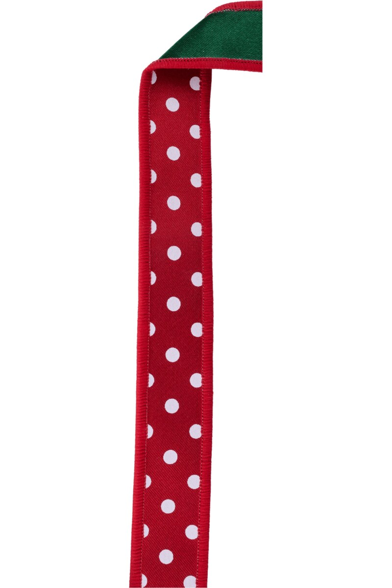 7/8&#x22; Small Polka Dot Fused Ribbon: Green/Red (10 Yards)