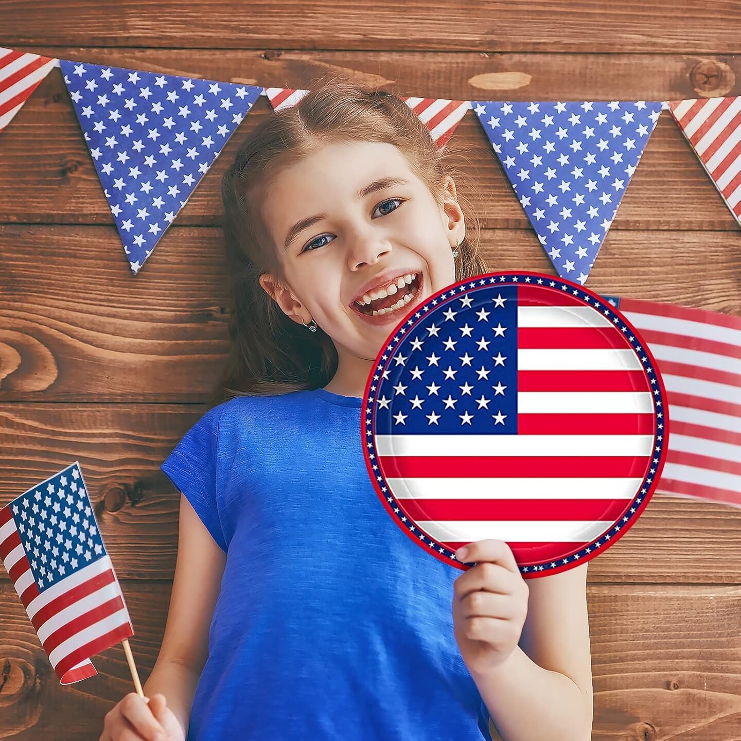 American Flag Patriotic Party Supplies Disposable Napkins and Paper Plates for Veterans Day Election Day 4th of July Independence Day Decorations