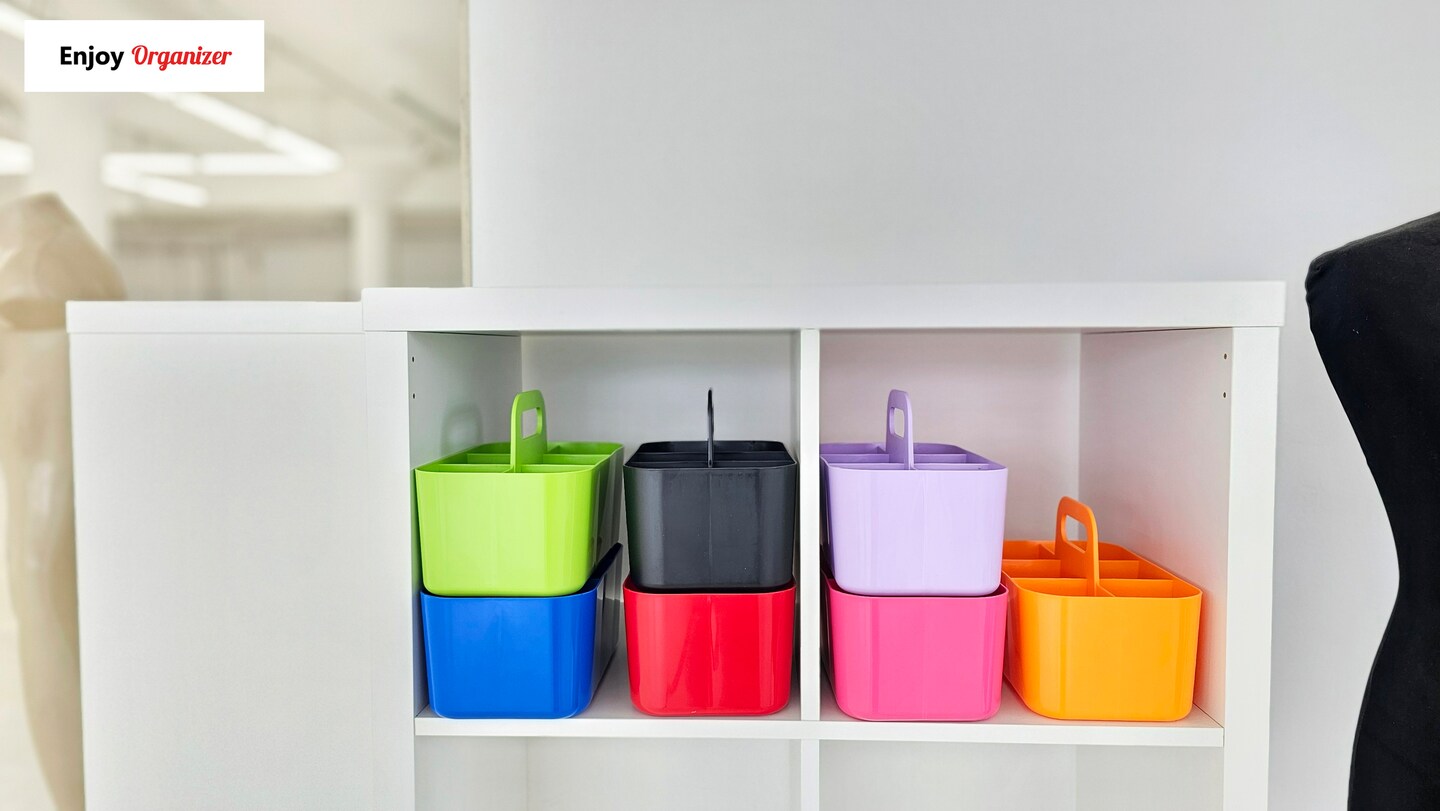 Enjoy Organizer 4 Pack Small Stackable and Portable Simple 6-Compartment Caddy - Made In USA