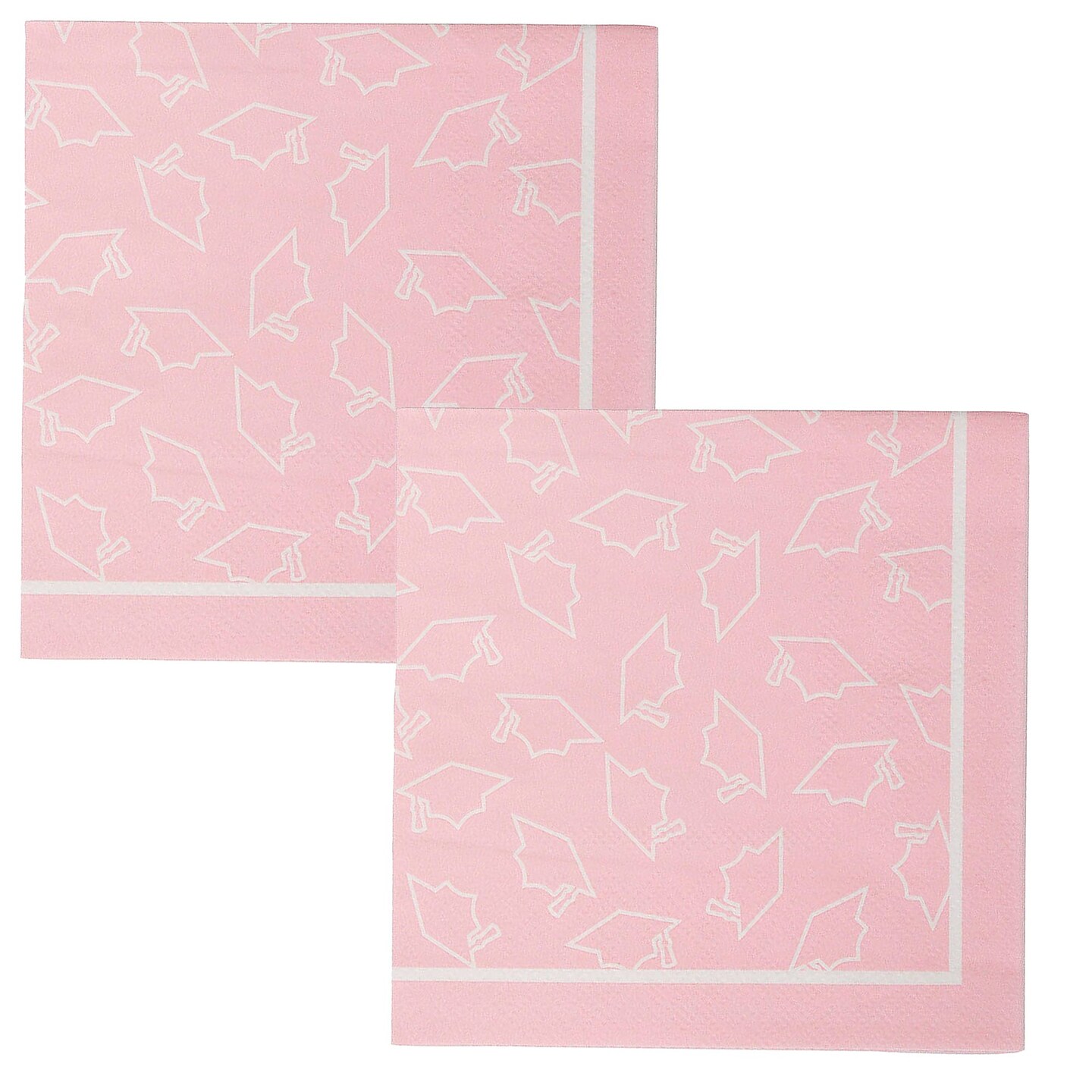 5" Bulk 50 Ct Pink Graduation Disposable Paper Beverage Napkins