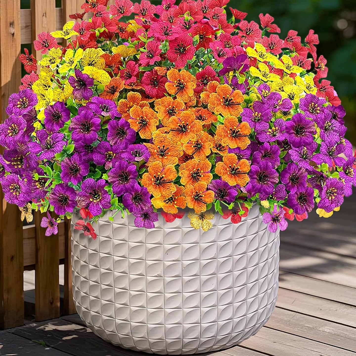 Artificial Flowers for Outdoors, Faux Flowers for Outdoor Planters,Fake Silk Spring Flower UV Resistant and No-Fade Spring Flowers Plants Long Stem for WindowBox Porch Patio Garde Decor10 pcs