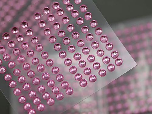 Pink Self Adhesive Acrylic Rhinestones Plastic Face Gems Stick On Body Jewels for DIY Cards and Invitations Crafts Bling Sticker - 5 Sheets - 500PCS