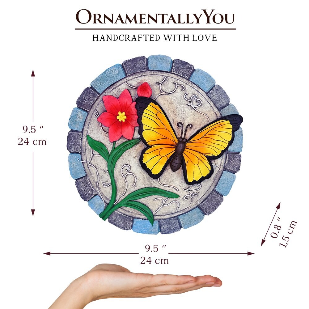 Colorful Moments Bloom Stepping Stone, 9.5&#x22; Butterfly Garden Decorative Figurine
