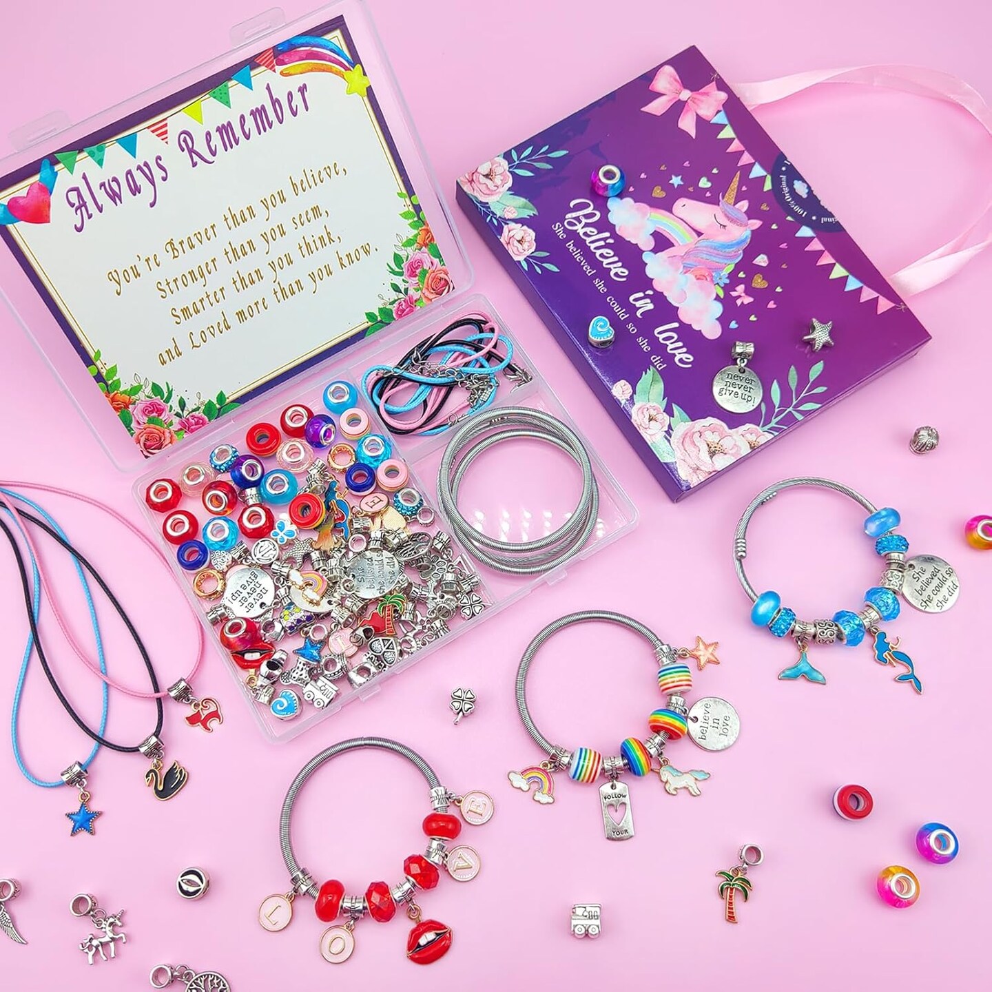 Charm Bracelet/Jewelry Making Kits for Kids Girls,Perfect Birthday Gifts,Arts Crafts Toys for 5 6 7 8 9 12 Years Old Girls
