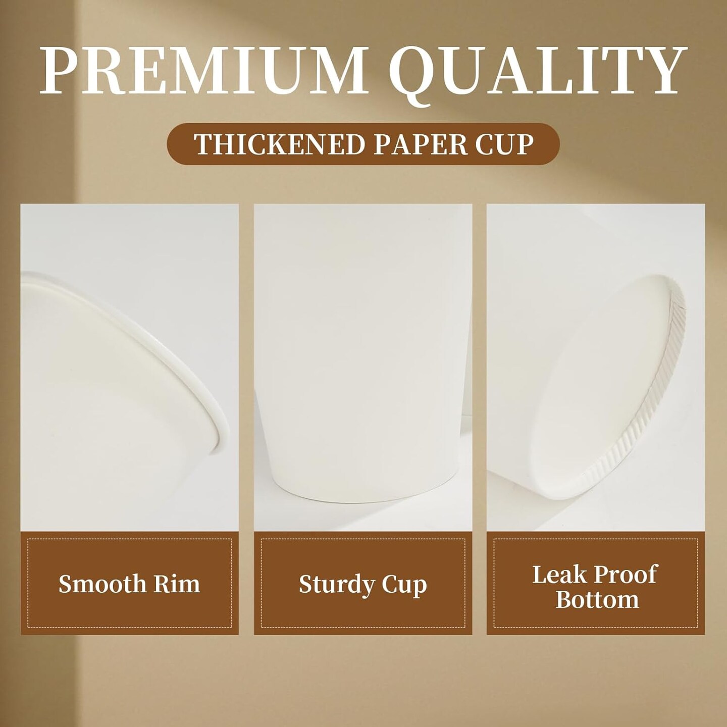8 oz Coffee Cups 100 Pack, Disposable Paper Cups 8 oz, White Coffee Cups, Hot Beverage Drinking Cups, Suitable for Party, Picnic, Travel, and Events