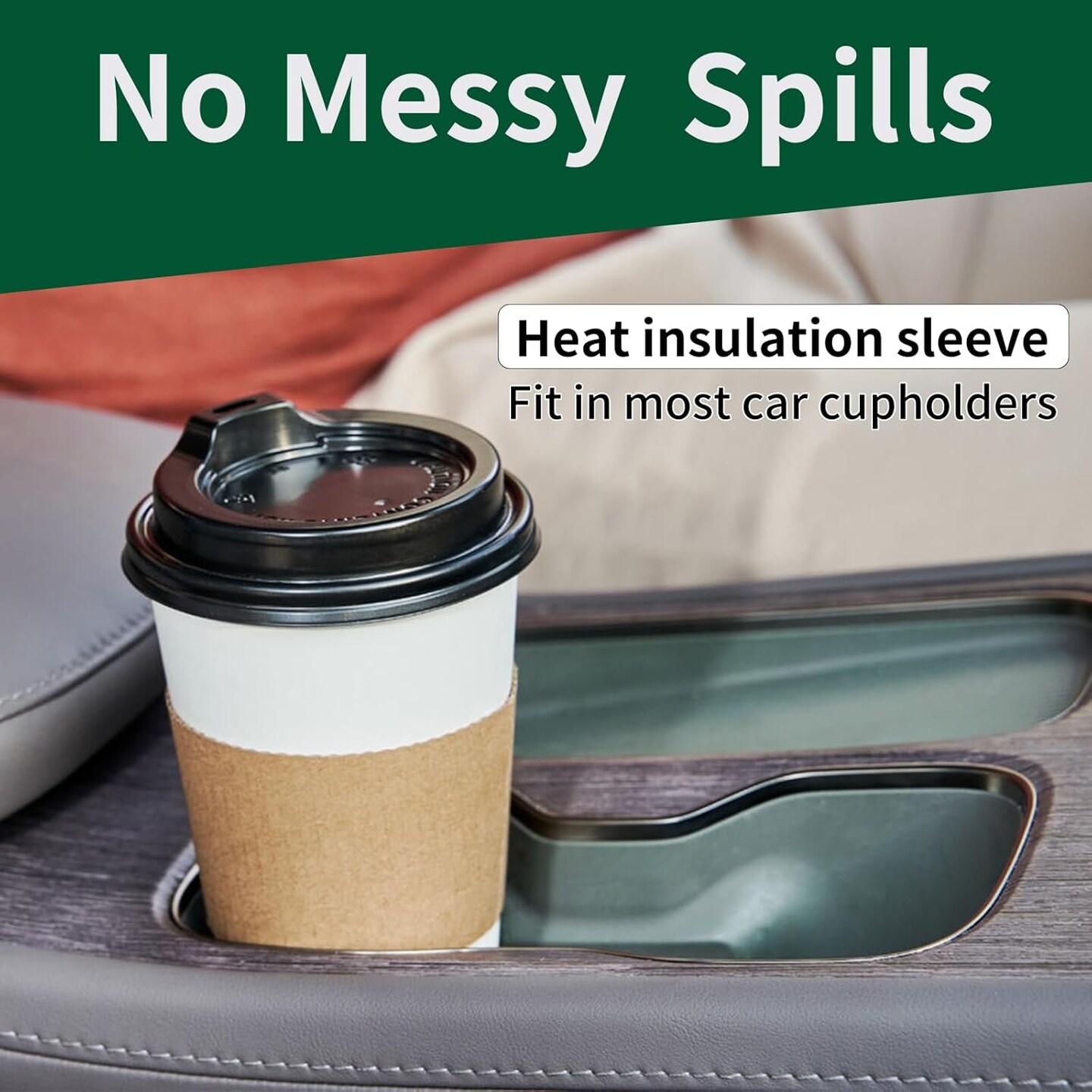Disposable Coffee Cups with Lids 16 oz 50 Pack, Coffee cups with Lids and Sleeves, To Go Coffee Cups, Hot Paper Cups for Hot Beverages in Party, Family, Office, Upgraded