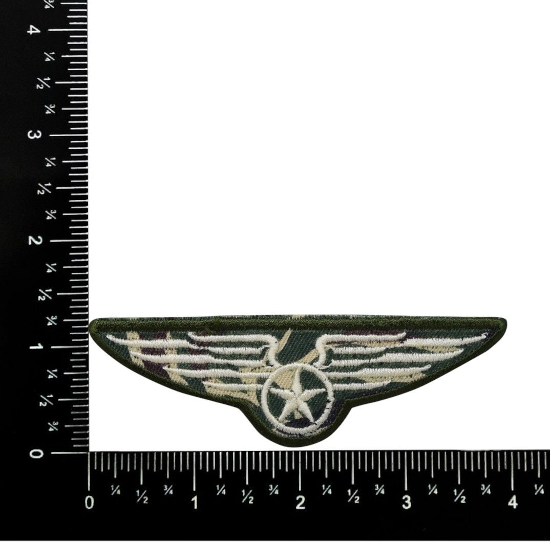 Camo Military Wings with Star, Embroidered, Iron on Patch