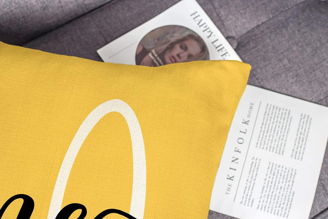 Hello Sunshine Pillow Cover Farmhouse Yellow Lumbar Pillow Cover Spring Summer Decorations Cushion Case for Sofa Couch Polyester Linen 12x20 Inches
