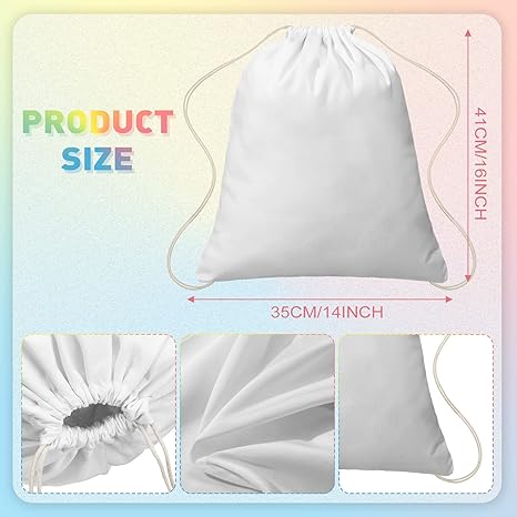 24 Pcs Tie Dye Bags Cotton Drawstring Bags Sublimation Blank Backpack Drawstring Tote Items to Tie Dye