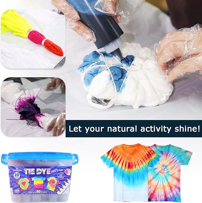 Tie Dye Kit 20 Colors Permanent Fabric Dye Art Set for Kids Adults for School, Homemade Party, Creative Groups Activities, DIY Gift